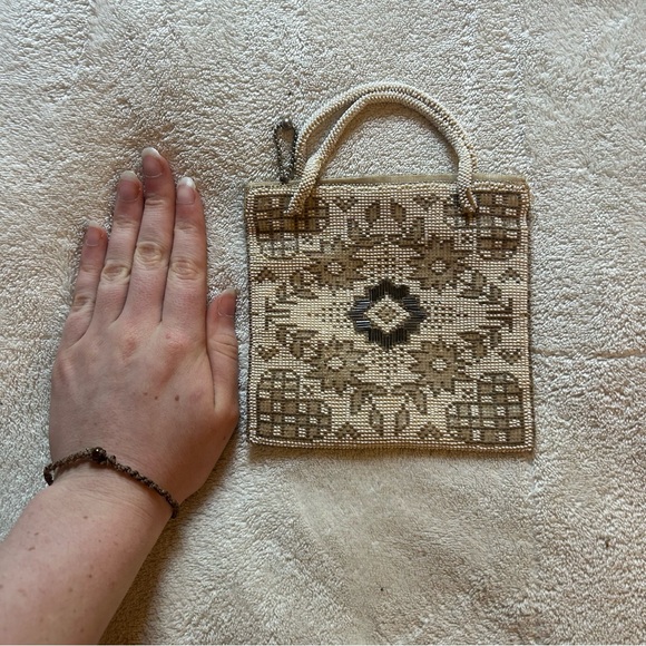Beaded Bag - Cream and Brown - Picture 4 of 5